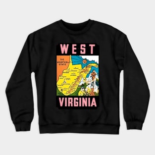 West Virginia 1960s Travel Window Decal Crewneck Sweatshirt